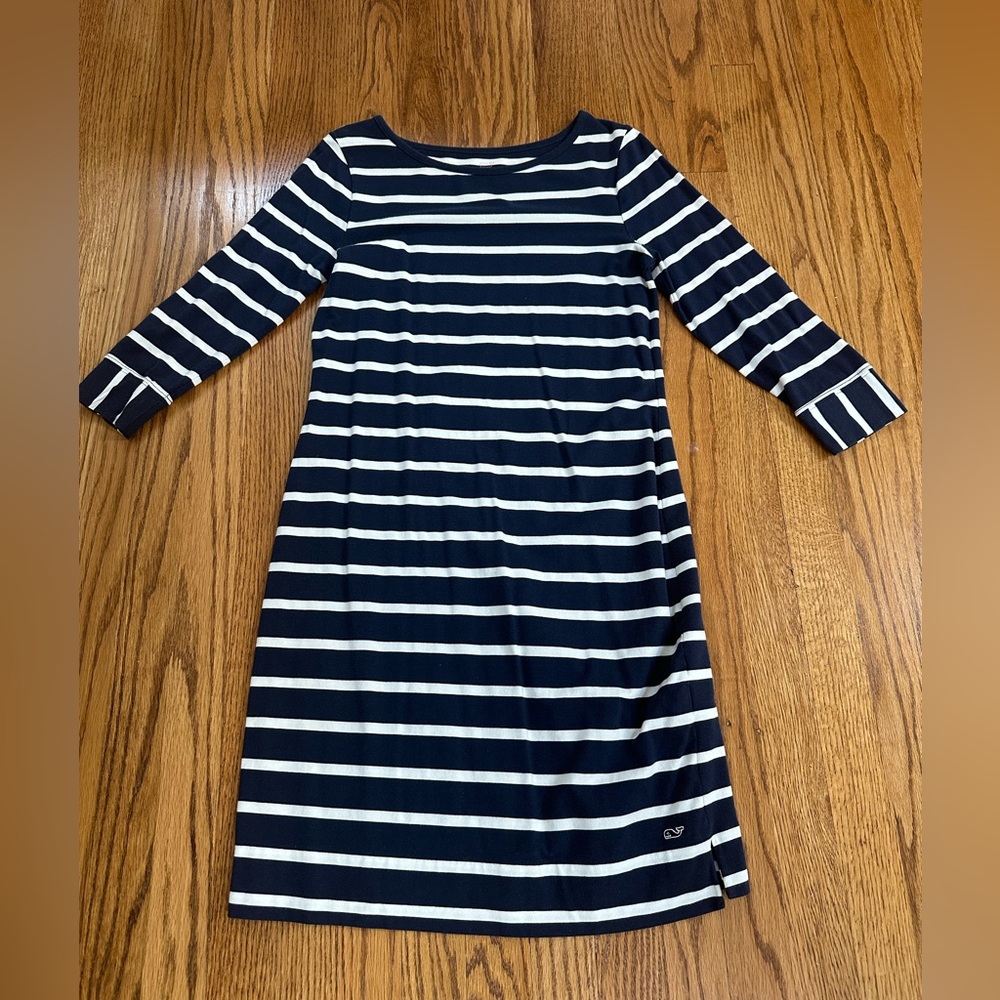 Vineyard Vines Navy and White Striped Nautical Dress